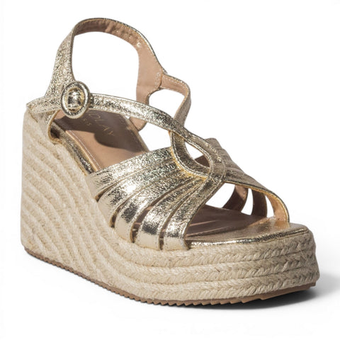 Europeon Union Women Gold Leather Sandal #5040