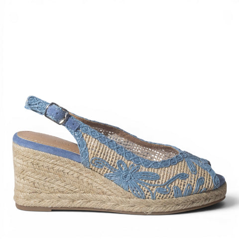 Europeon Union Women Blue Wicker Wedges #5041