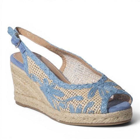 Europeon Union Women Blue Wicker Wedges #5041