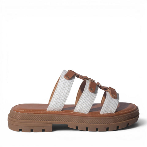 Europeon Union Women White Cloth Wedges #5047