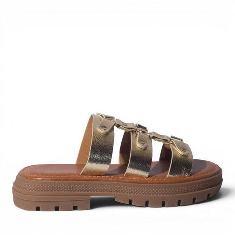 Europeon Union Women Gold Leather Wedges #5048