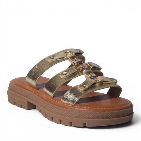 Europeon Union Women Gold Leather Wedges #5048