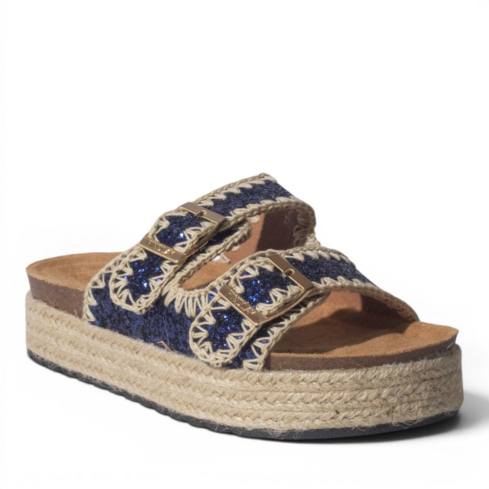 Europeon Union Women Blue Glitter Slipper #5049