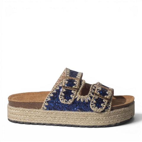 Europeon Union Women Blue Glitter Slipper #5049