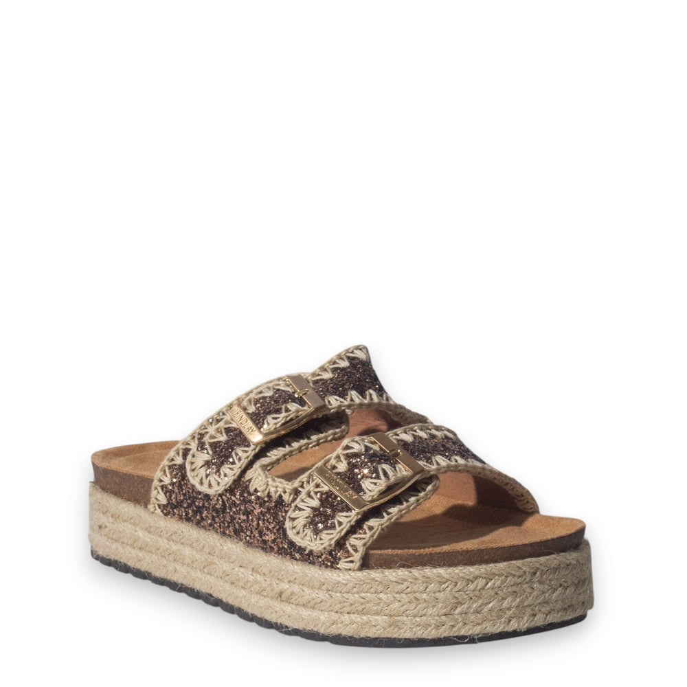 Europeon Union Women Brown Glitter Slipper #5050