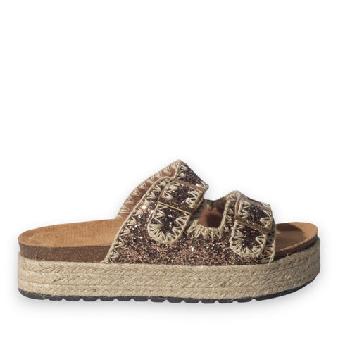 Europeon Union Women Brown Glitter Slipper #5050