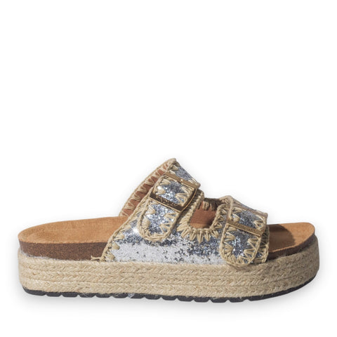 Europeon Union Women Silver Glitter Slipper #5051