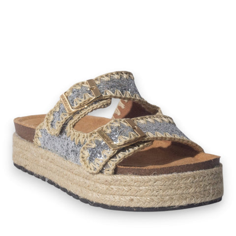 Europeon Union Women Silver Glitter Slipper #5051