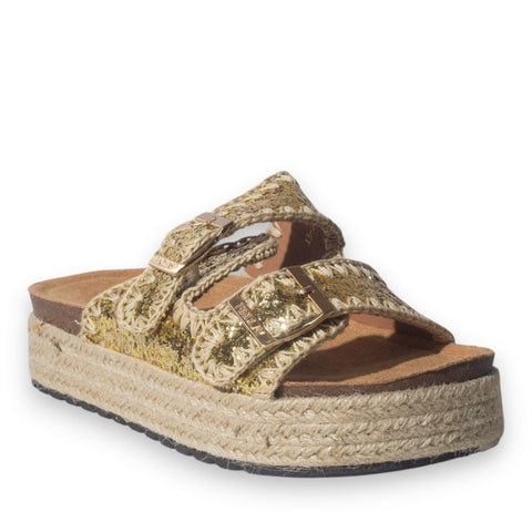 Europeon Union Women Gold Glitter Slipper #5052