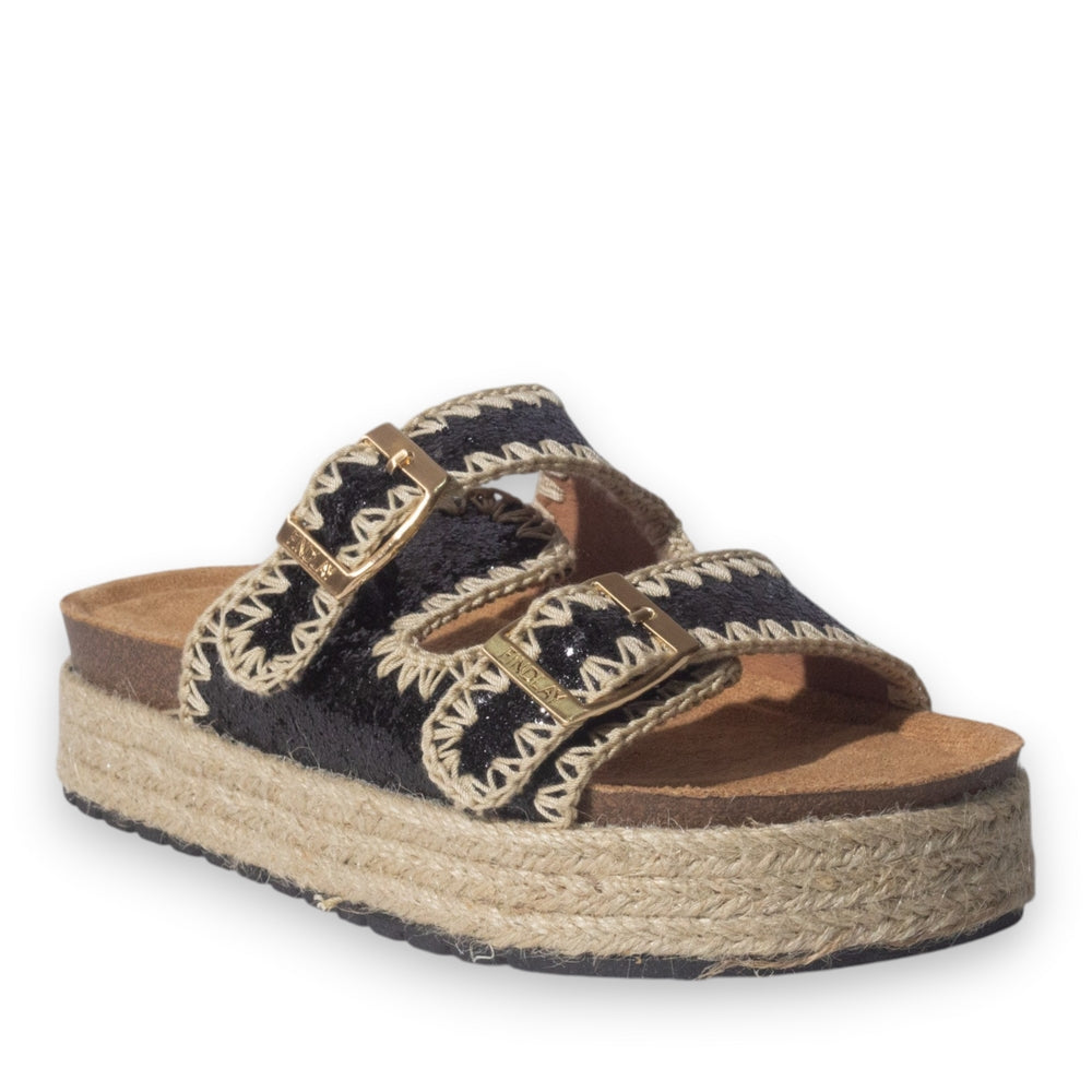 Europeon Union Women Black Glitter Slipper #5053