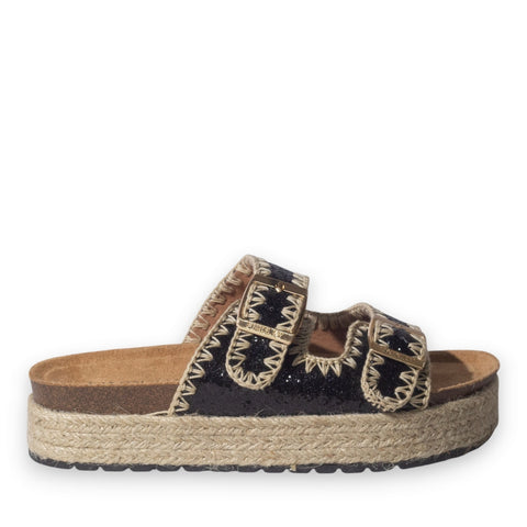 Europeon Union Women Black Glitter Slipper #5053