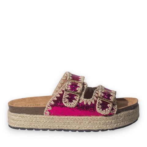 Europeon Union Women Fuchia Glitter Slipper #5054