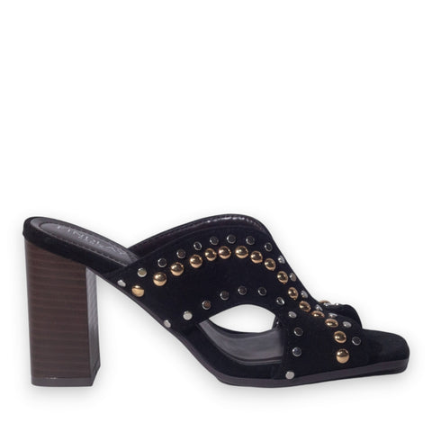 Europeon Union Women Black Chamois Heels #5059