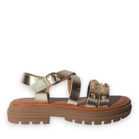 Europeon Union Women Gold Leather Wedges #5061