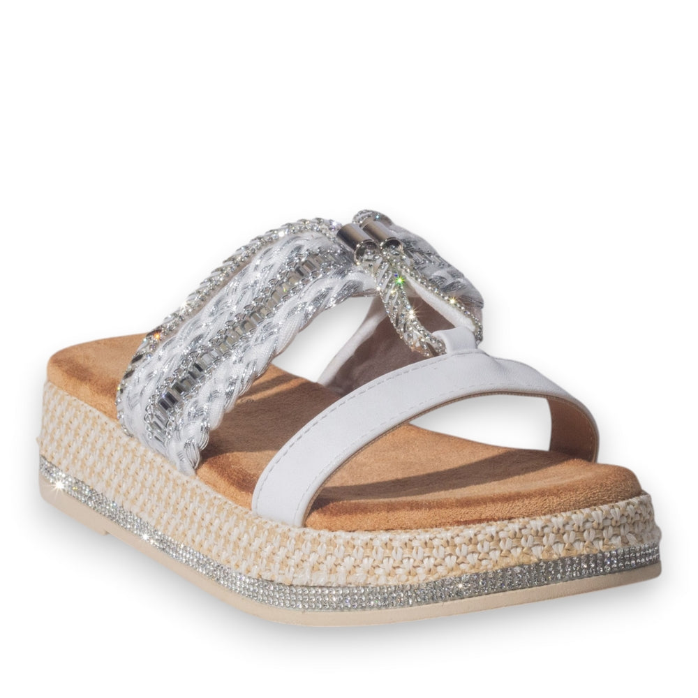 Europeon Union Women White Glitter Slipper #5072