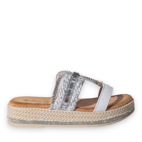 Europeon Union Women White Glitter Slipper #5072