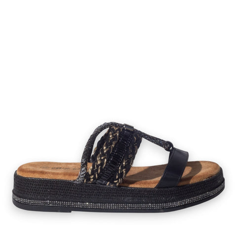 Europeon Union Women Black Glitter Slipper #5073