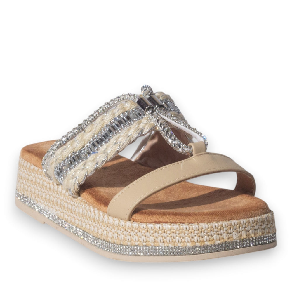 Europeon Union Women Beige Glitter Slipper #5074