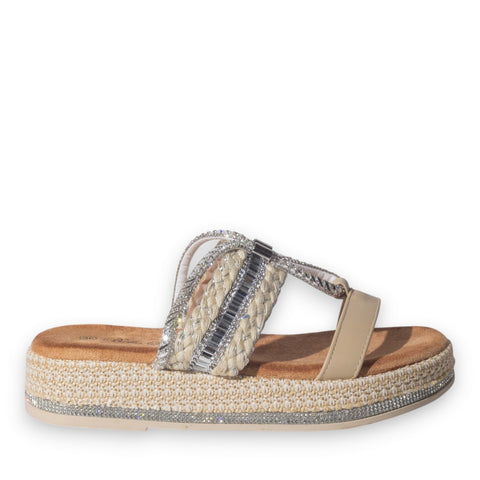 Europeon Union Women Beige Glitter Slipper #5074