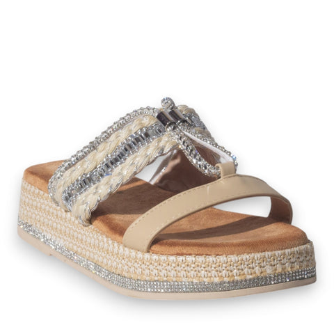 Europeon Union Women Beige Glitter Slipper #5074