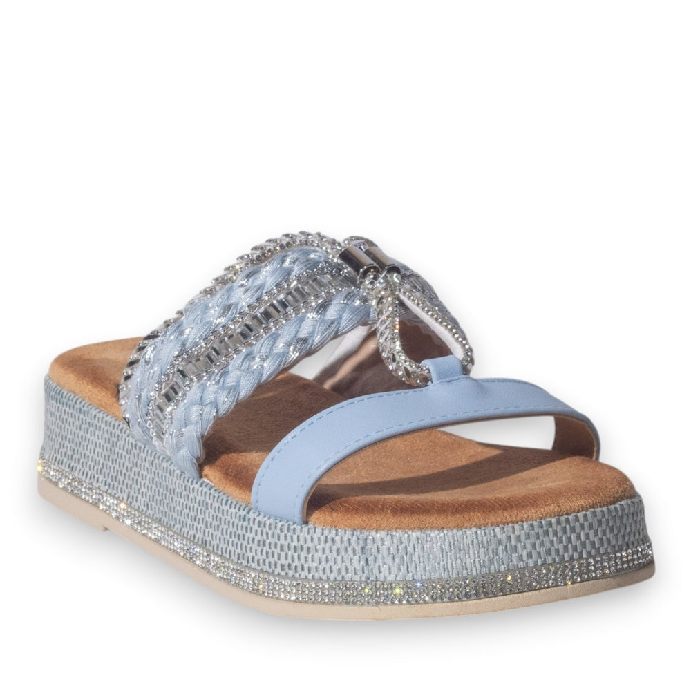 Europeon Union Women Blue Glitter Slipper #5075