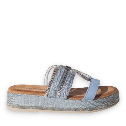 Europeon Union Women Blue Glitter Slipper #5075