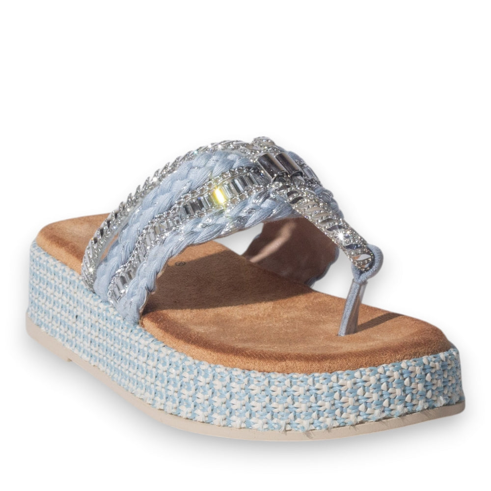Europeon Union Women Blue Glitter Slipper #5076