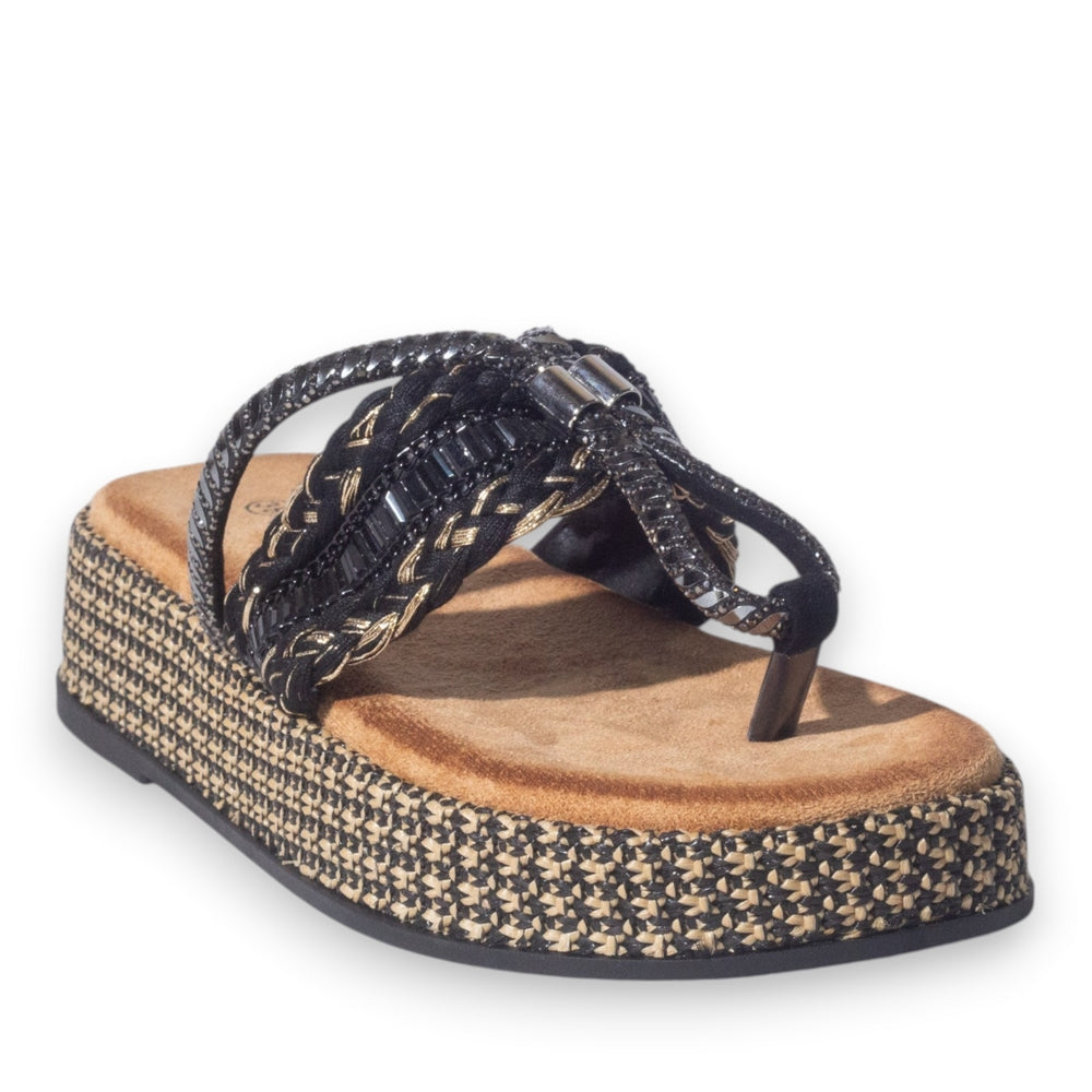 Europeon Union Women Black Glitter Slipper #5077