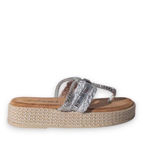 Europeon Union Women White Glitter Slipper #5078