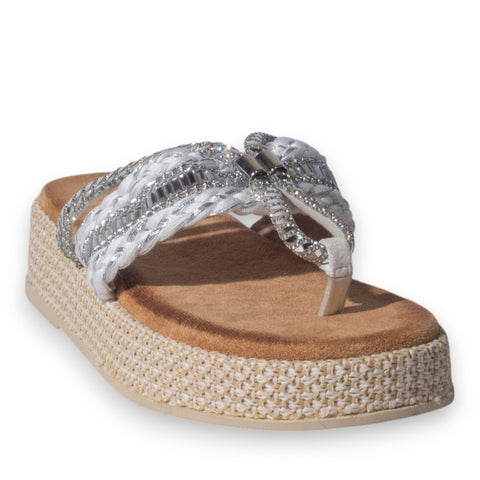 Europeon Union Women White Glitter Slipper #5078