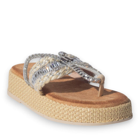 Europeon Union Women Beige Glitter Slipper #5079