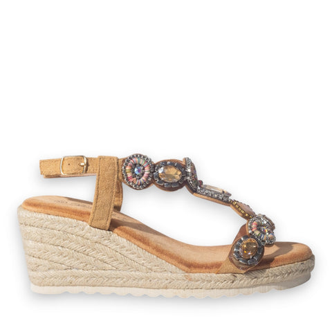 Europeon Union Women Beige Chamois Wedges #5082