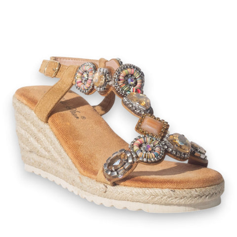 Europeon Union Women Beige Chamois Wedges #5082