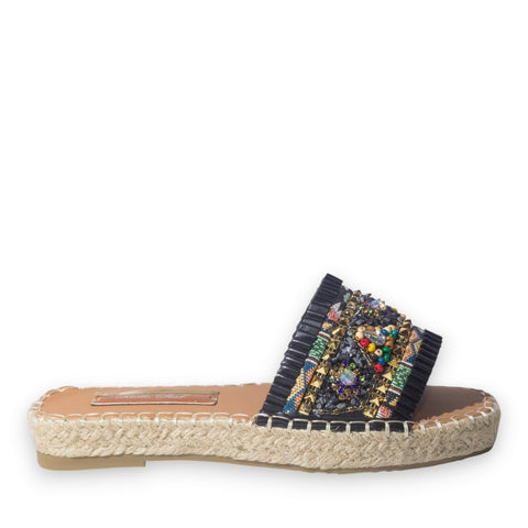 Europeon Union Women Black Leather Slipper #5084