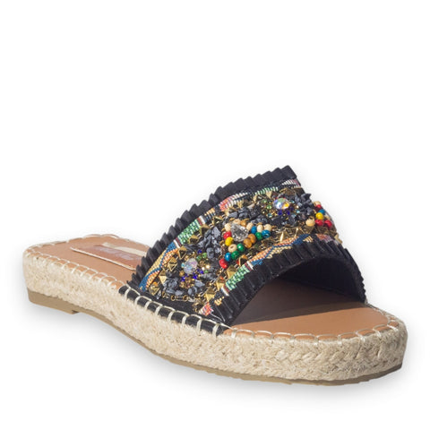 Europeon Union Women Black Leather Slipper #5084