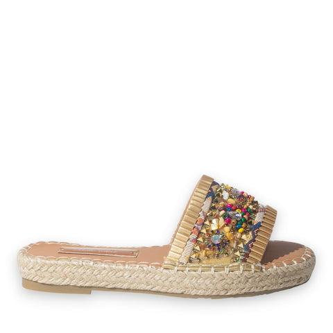 Europeon Union Women Gold Leather Slipper #5085