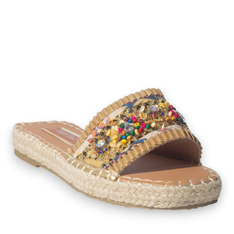 Europeon Union Women Gold Leather Slipper #5085