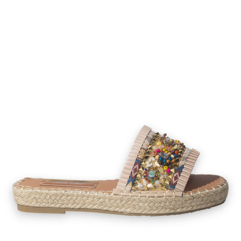 Europeon Union Women Beige Leather Slipper #5087