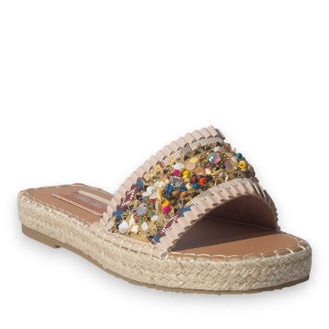 Europeon Union Women Beige Leather Slipper #5087