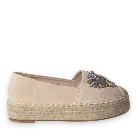 Europeon Union Women Beige Chamois Espadrilles #5088