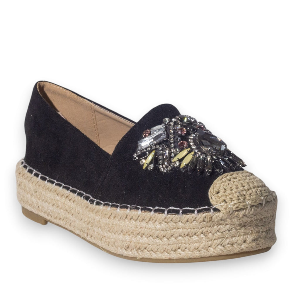 Europeon Union Women Black Chamois Espadrilles #5089