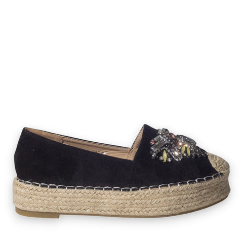 Europeon Union Women Black Chamois Espadrilles #5089