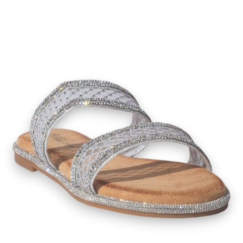 Europeon Union Women Silver Glitter Slipper #5092