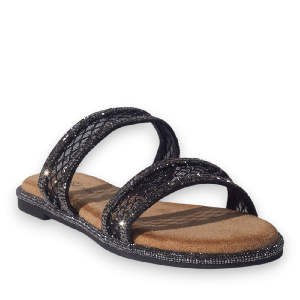 Europeon Union Women Black Glitter Slipper #5093