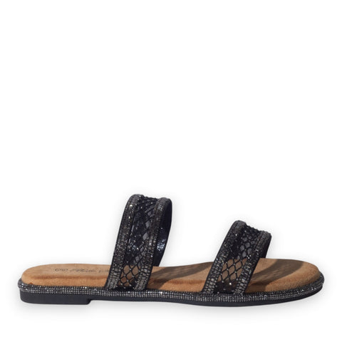 Europeon Union Women Black Glitter Slipper #5093