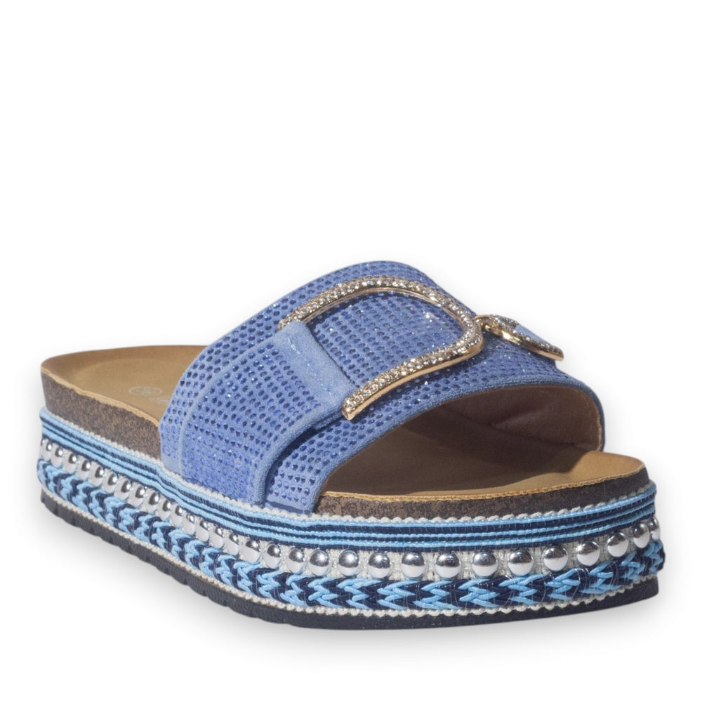 Europeon Union Women Blue Glitter Slipper #5098