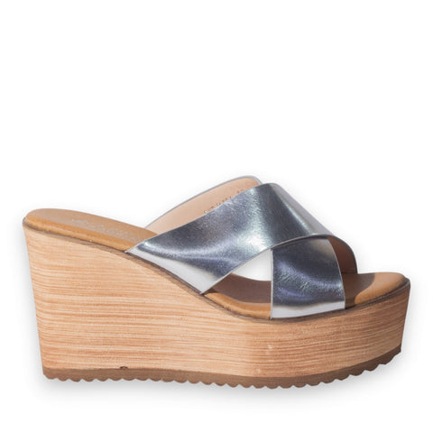 Europeon Union Women Silver Leather Wedges #5100