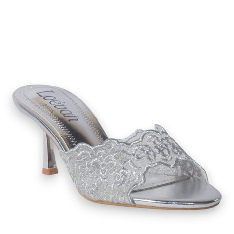 Europeon Union Women Silver Leather Heels #5101