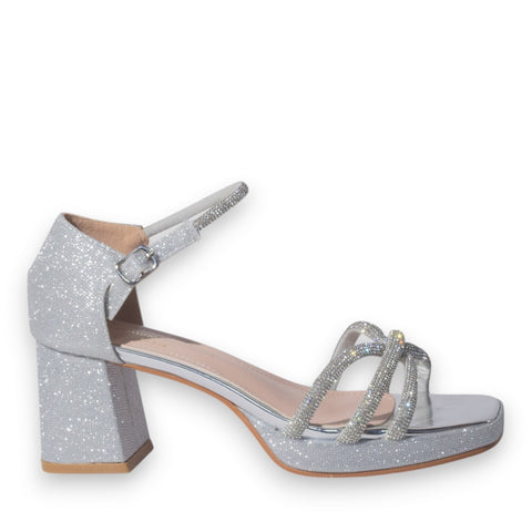 Europeon Union Women Silver Glitter Heels #5102