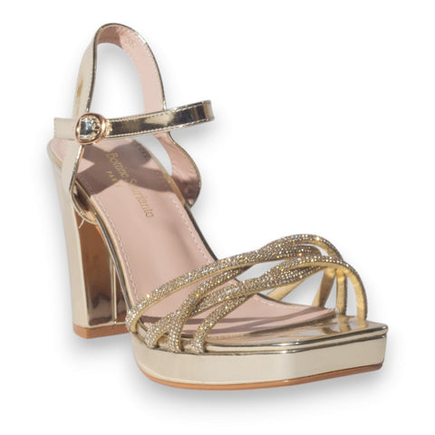 Europeon Union Women Gold Glitter Heels #5104